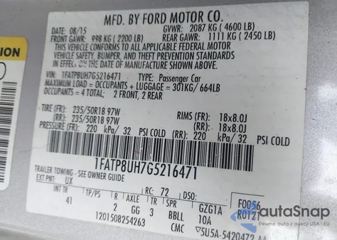 2016 Ford Mustang Ecoboost Premium из США, поврежденный, VIN 1FATP8UH7G5216471